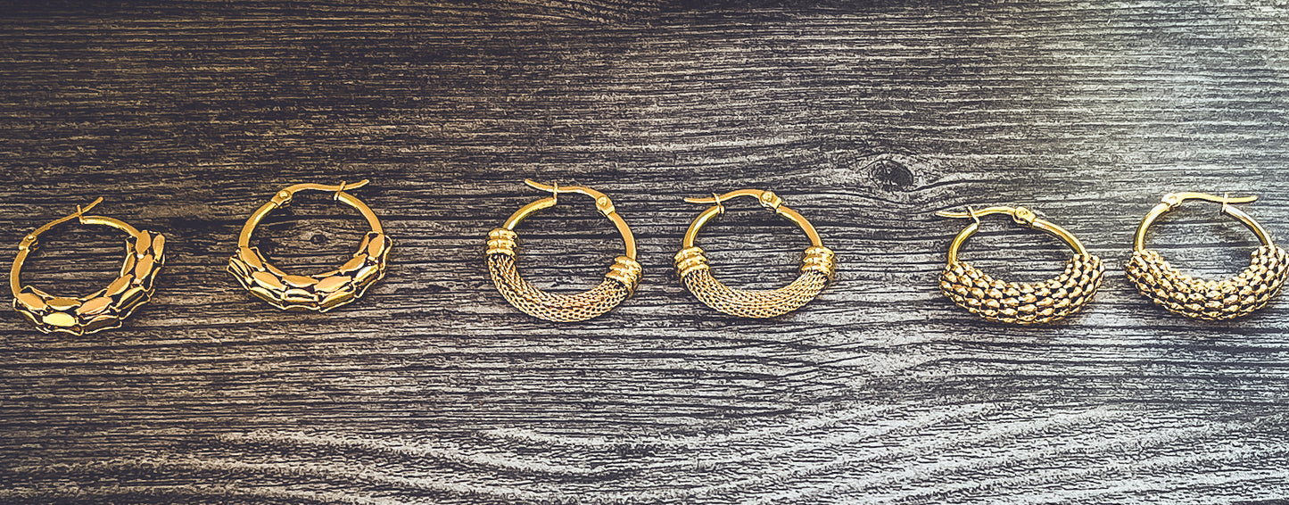 Beautiful 3 Pair Set of Gold Hoop Earrings