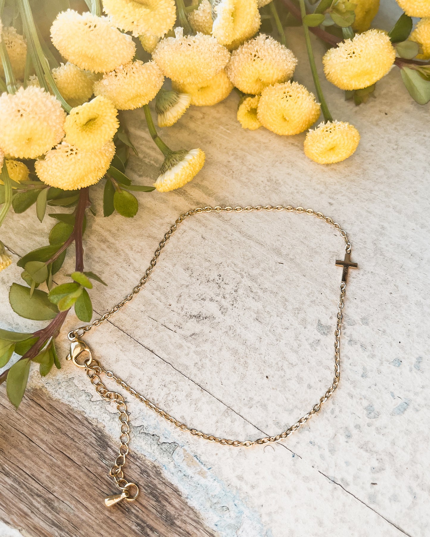 Beautiful Dainty Cross Gold Anklet