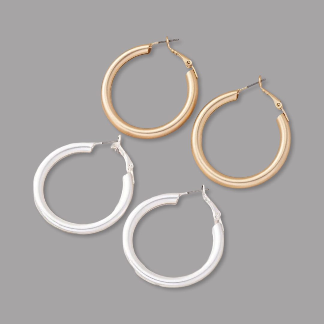 Beautiful Matte Gold or Silver Hoop Earrings