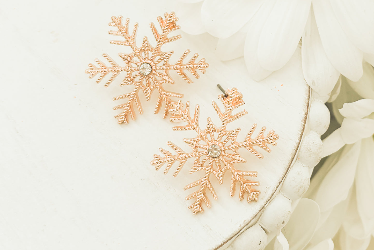 Beautiful Gold and Crystal Snowflake Earrings