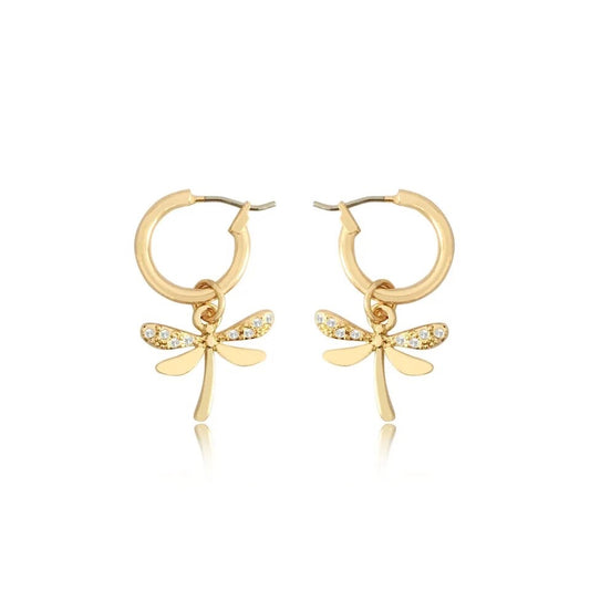 Gold Dragonfly Hug Earrings