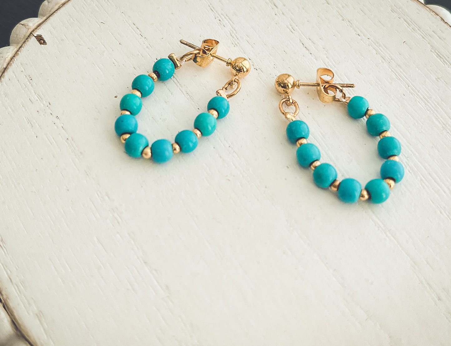 Beautiful Turquoise Huggie Hoops