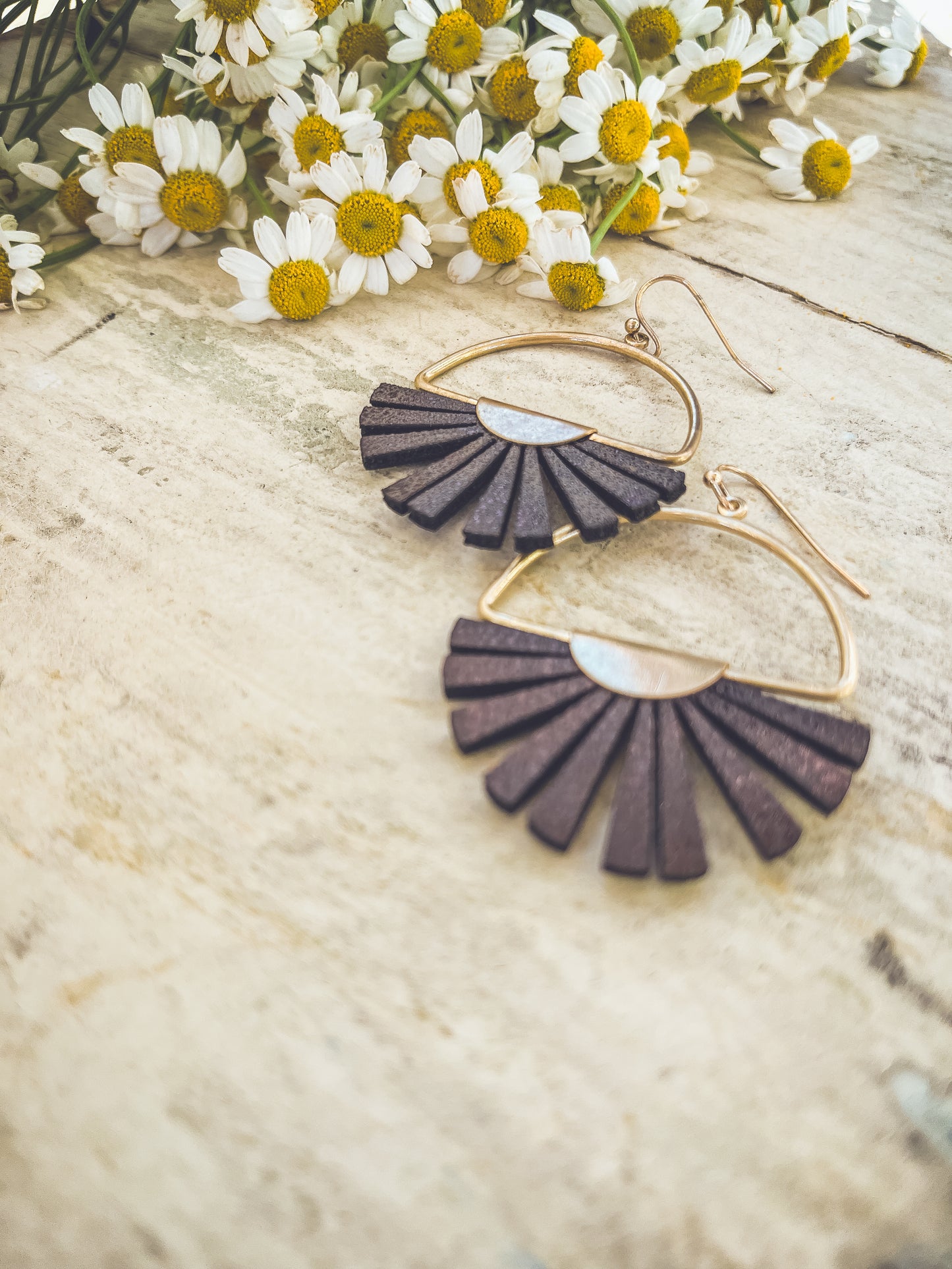 Beautiful Leather Sun Burst Earrings