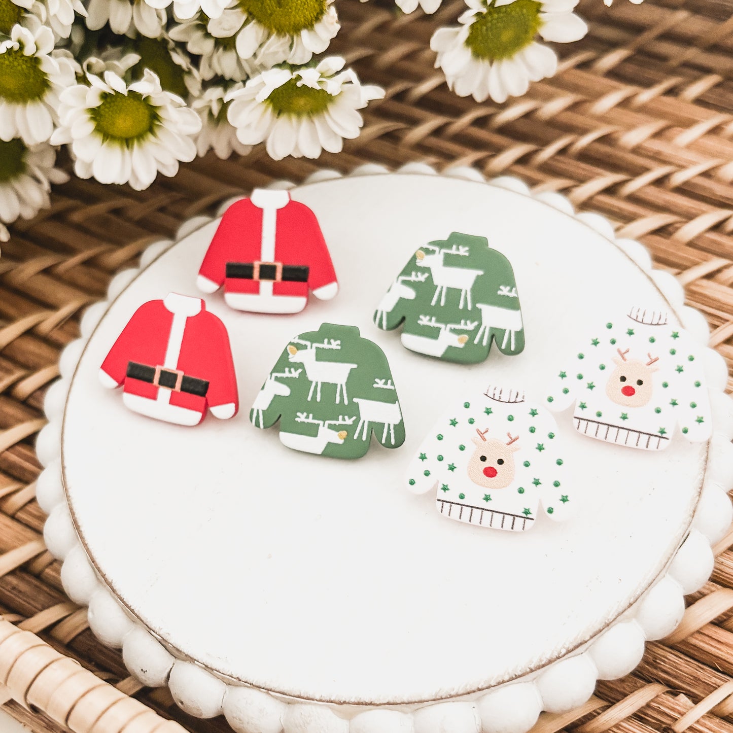 Adorable Christmas Sweater Stud Earring Set - Set of 3