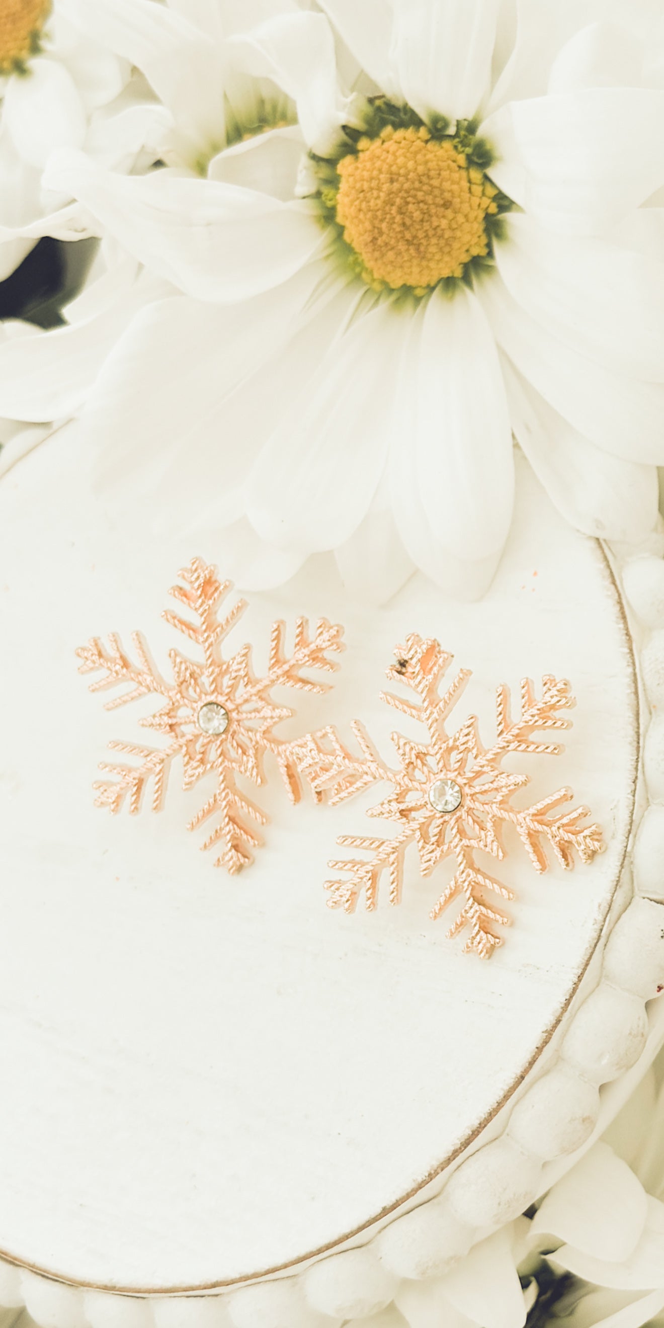 Beautiful Gold and Crystal Snowflake Earrings