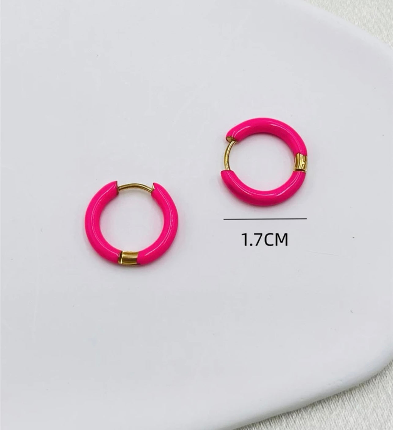 Beautiful Pink Fushica Huggie Earrings