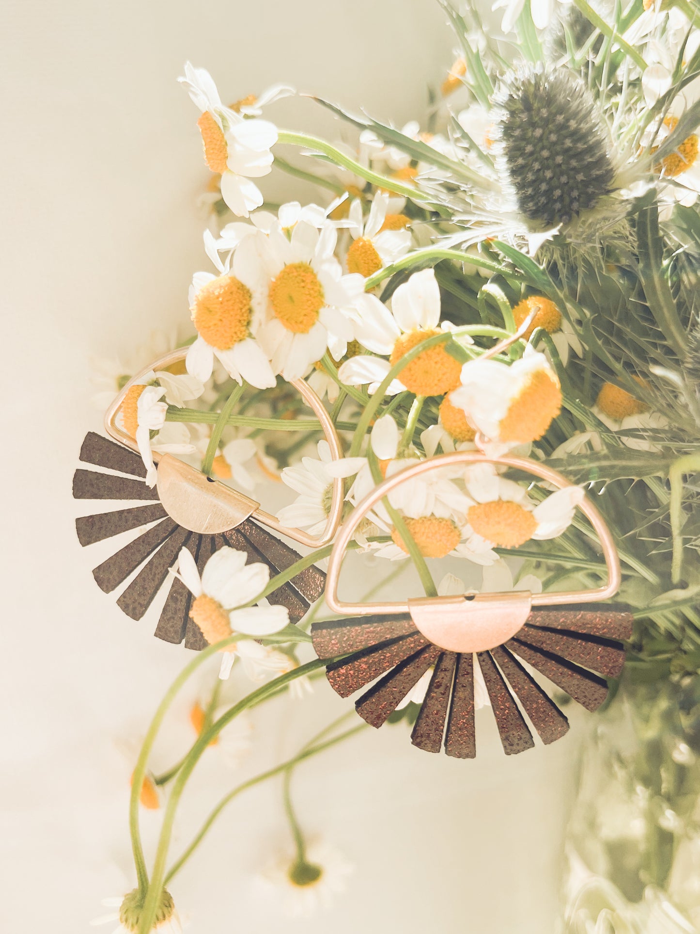 Beautiful Leather Sun Burst Earrings