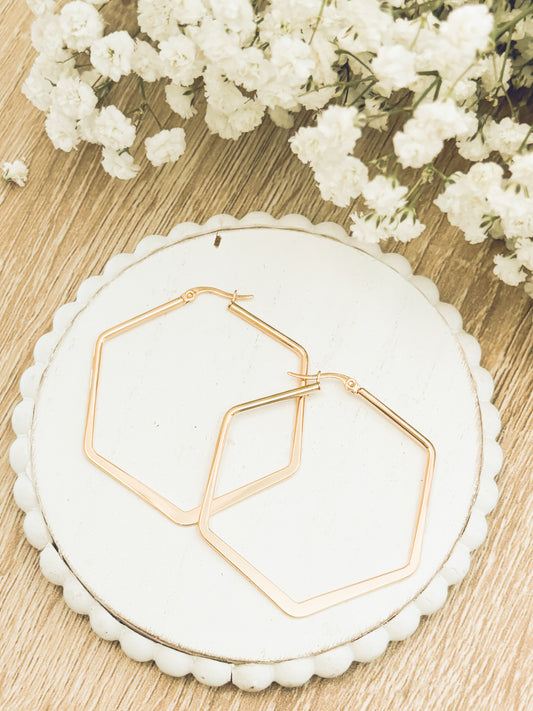 Beautiful Geometric Gold or Silver Hoop Earrings