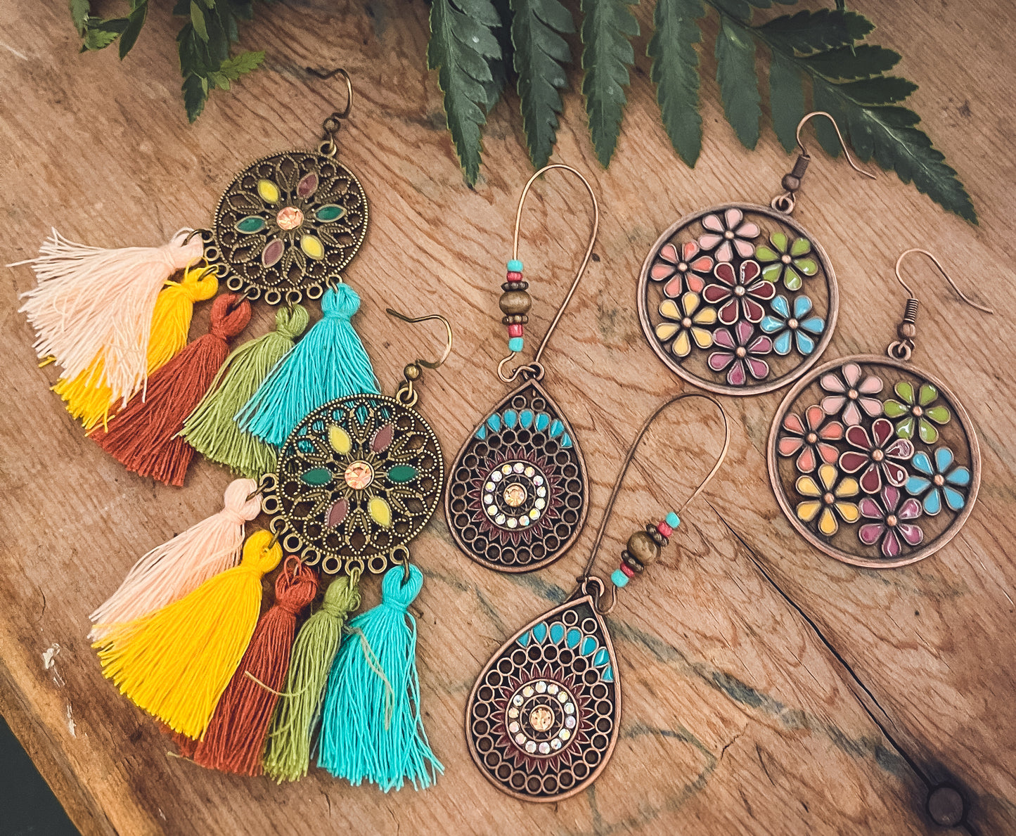 Beautiful Colorful Bohemian Earring Set - Set of 3