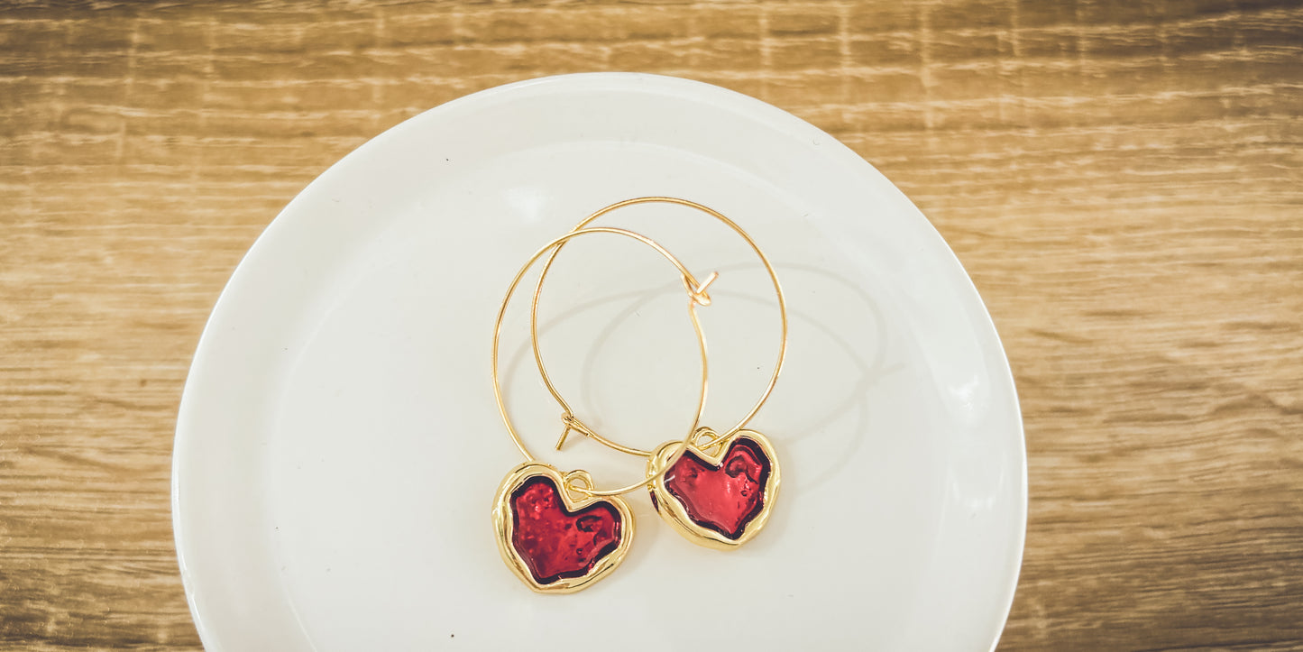 Gorgeous Gold Heart Hoop Earrings