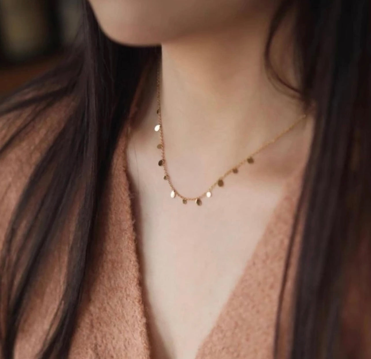 Beautiful Dainty and Feminine Gold Round Disc Necklace