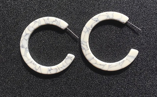 Beautiful White Marbled Acrylic Hoops