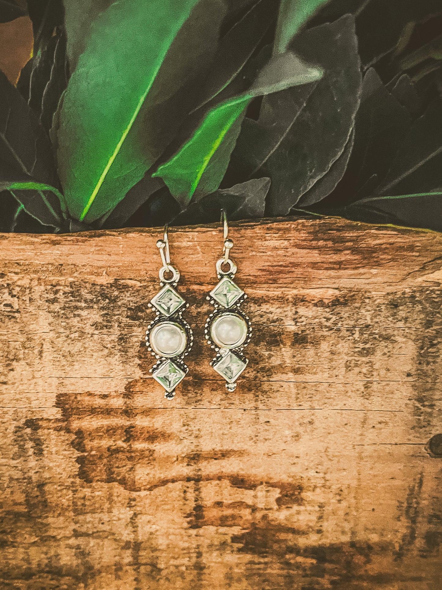 Beautiful Green and Silver Drop Earrings