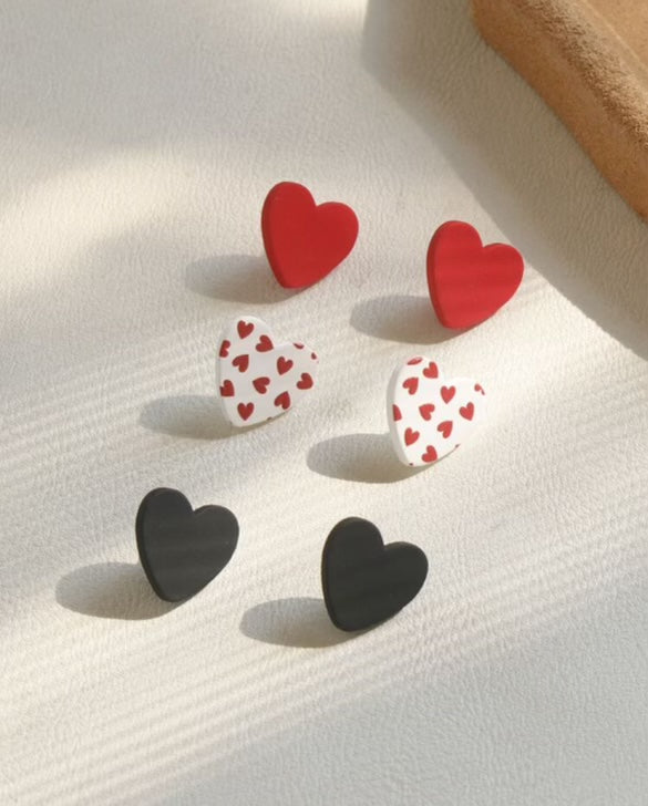 Beautiful 3 Piece Heart Earring Set