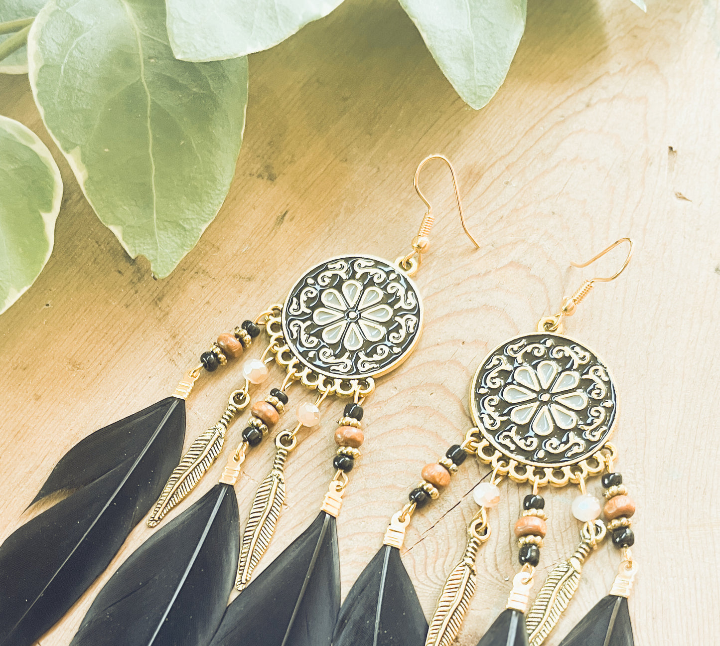 Beautiful Black Feather Earrings