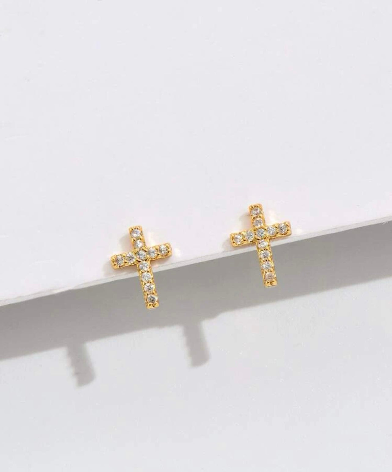 Beautiful Dainty Gold Cross Earrings