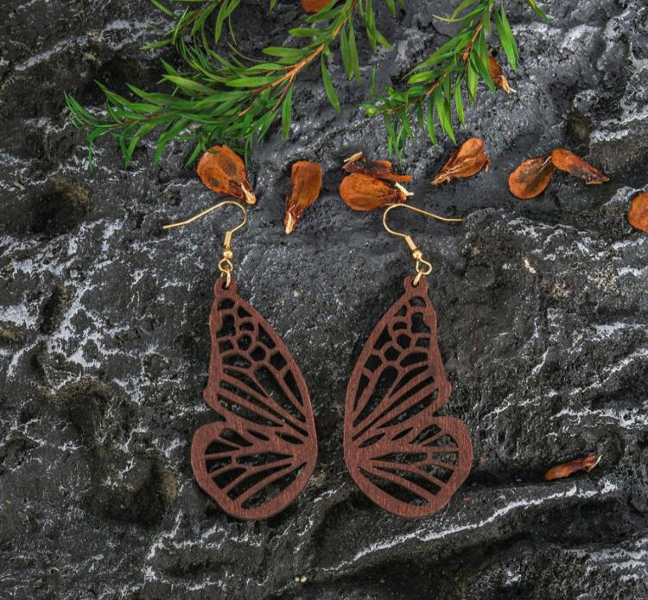 Beautiful Butterfly Wood Earrings