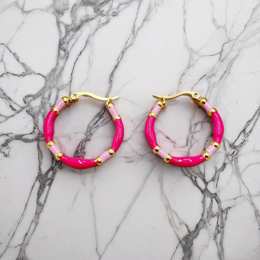 Beautiful Pink Hoop Earrings