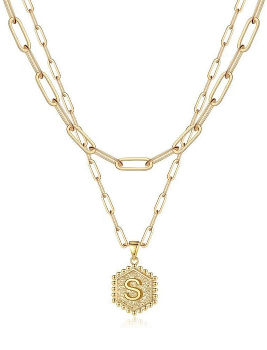 Beautiful Gold Layered Initial Necklace