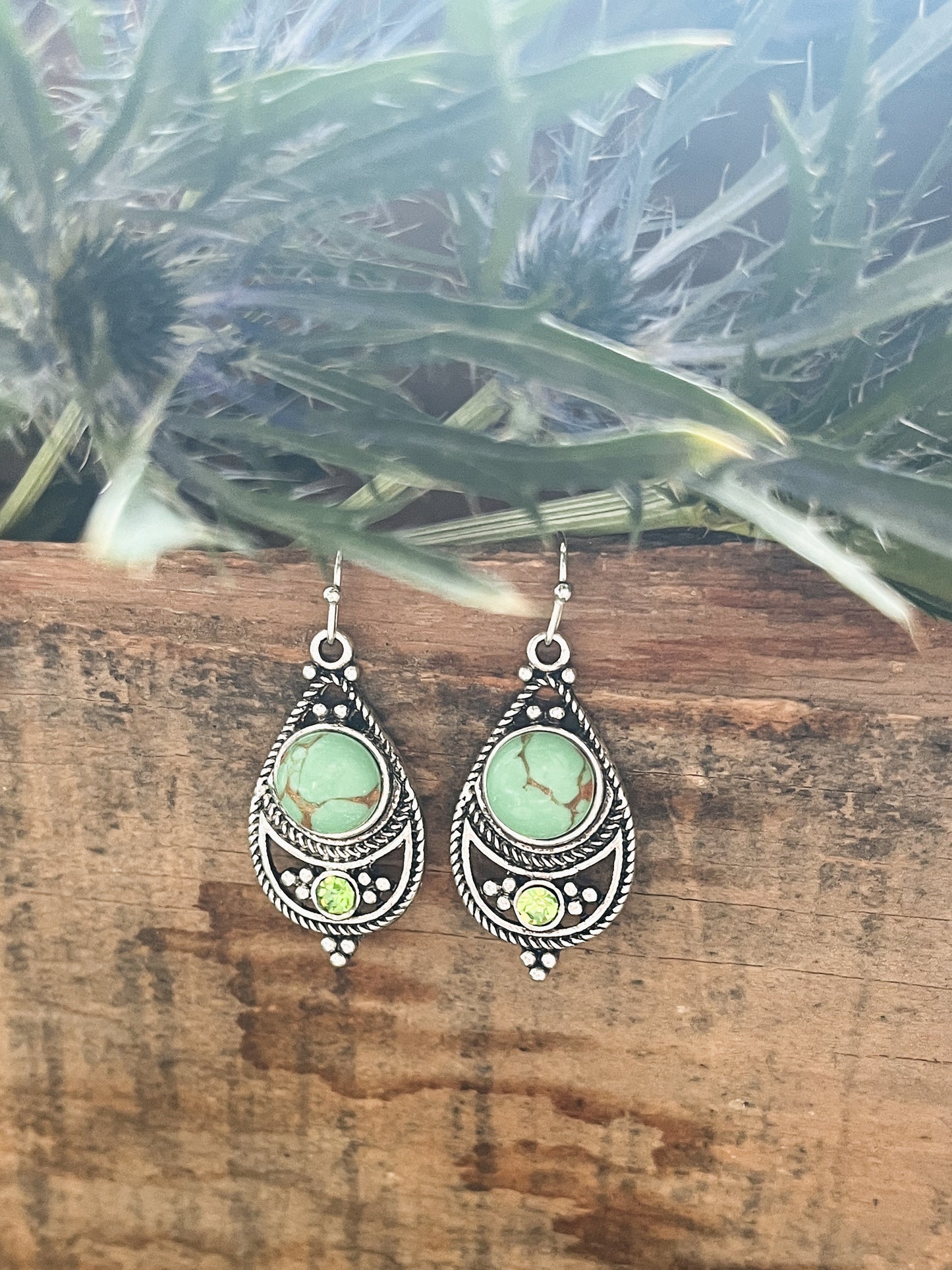 Beautiful Green and Silver Drop Earrings