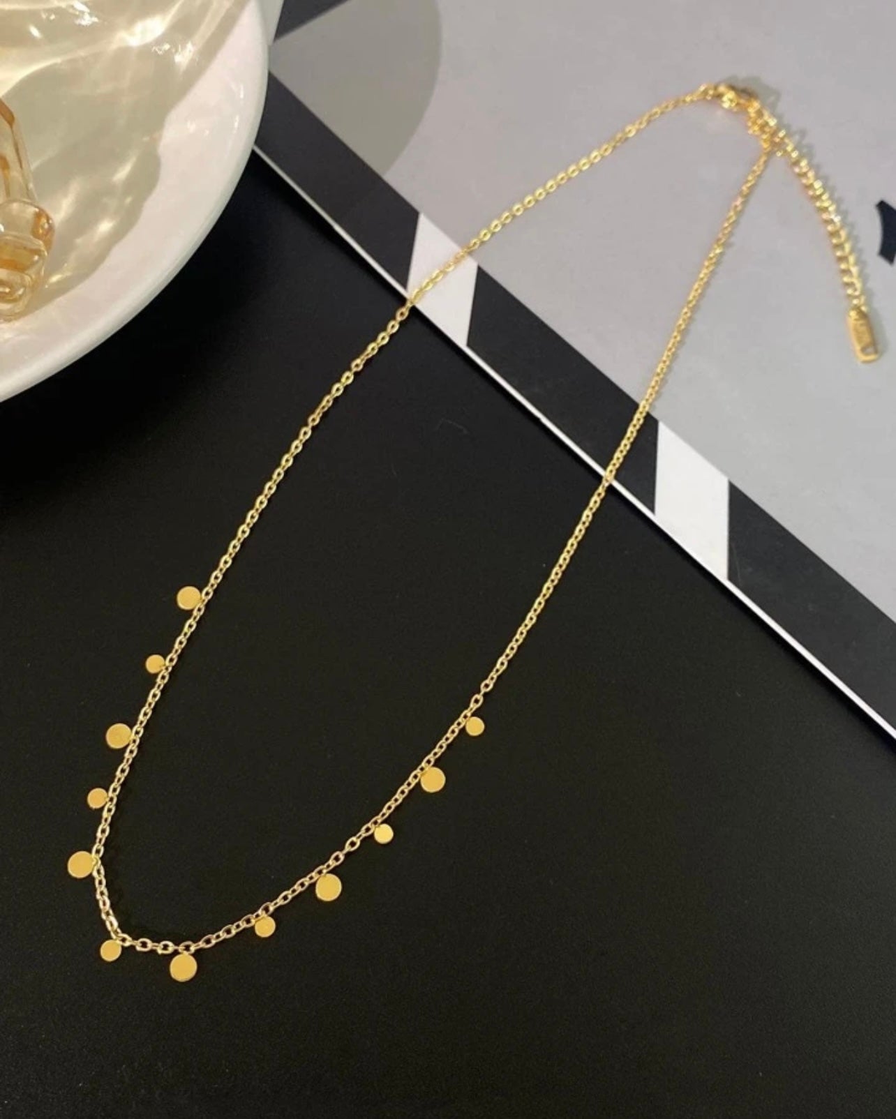 Beautiful Dainty and Feminine Gold Round Disc Necklace
