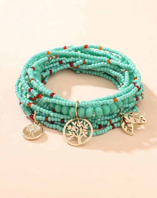 Beautiful Turquoise Tree of Life Bracelet Set