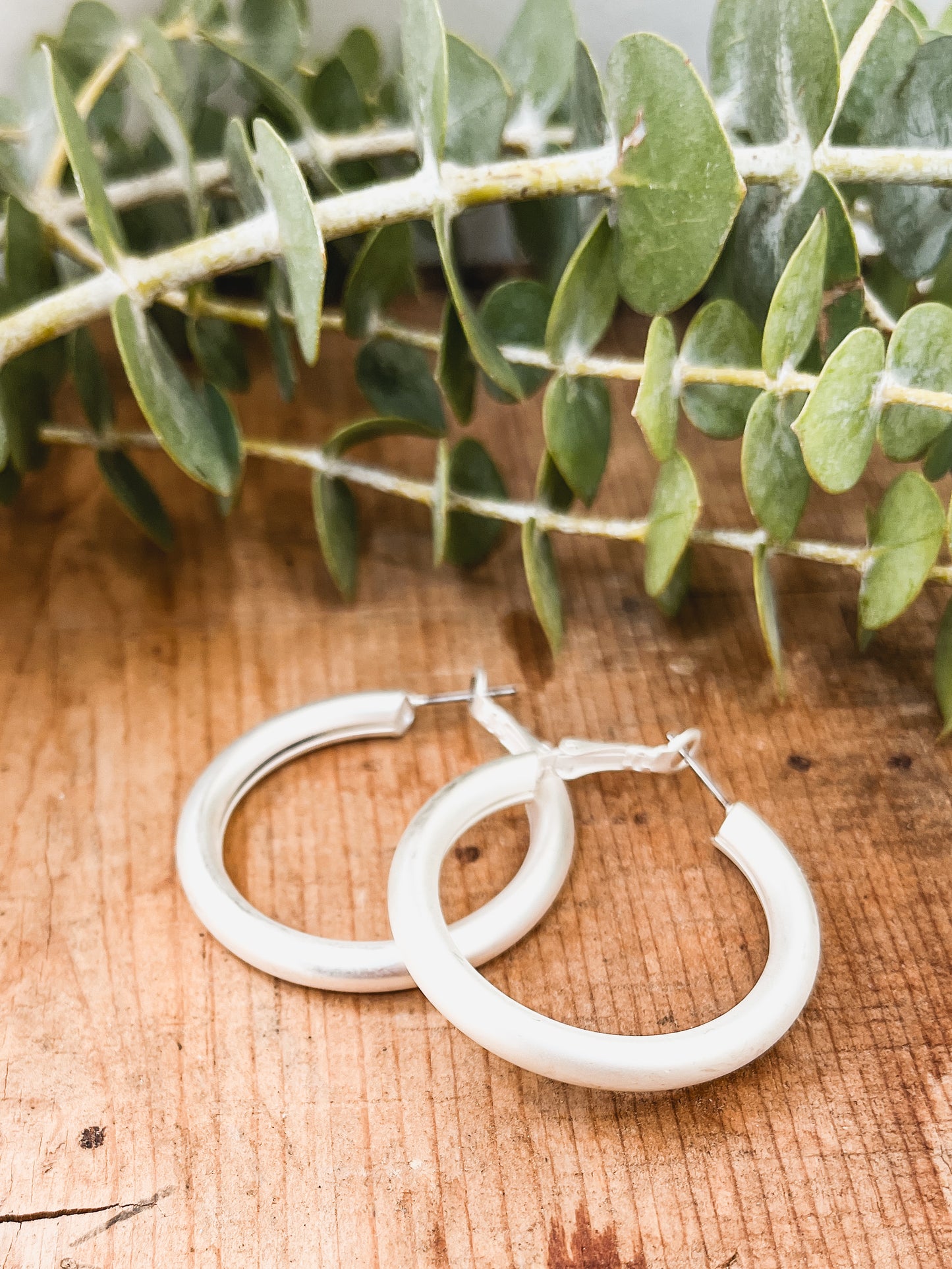 Beautiful Matte Gold or Silver Hoop Earrings