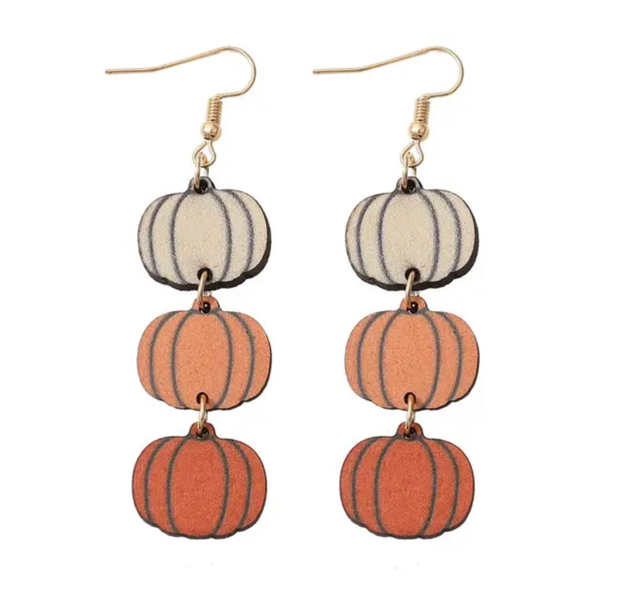 Beautiful Fall and Autumn Wooden Pumpkin Earrings