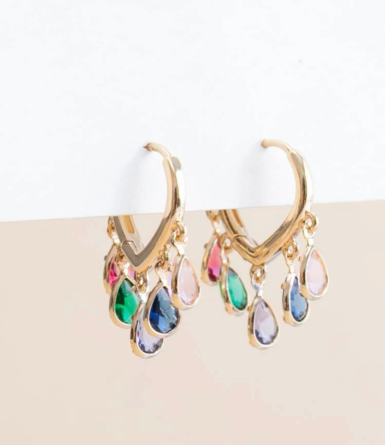 Beautiful Colorful Gold Drop Earrings