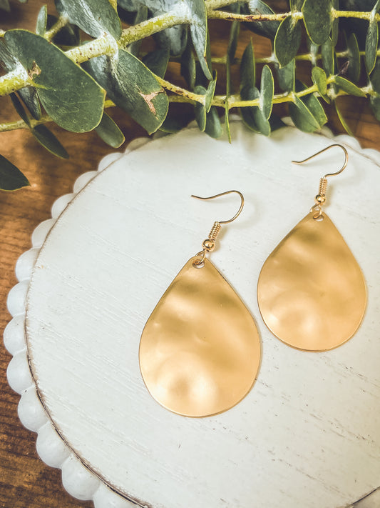 Beautiful Hammered Gold or Silver Drop Earrings