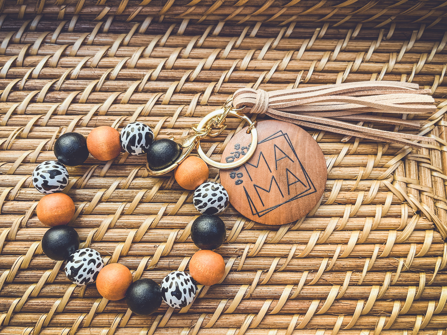 Beautiful MaMa Wooden Bracelet Key Chain