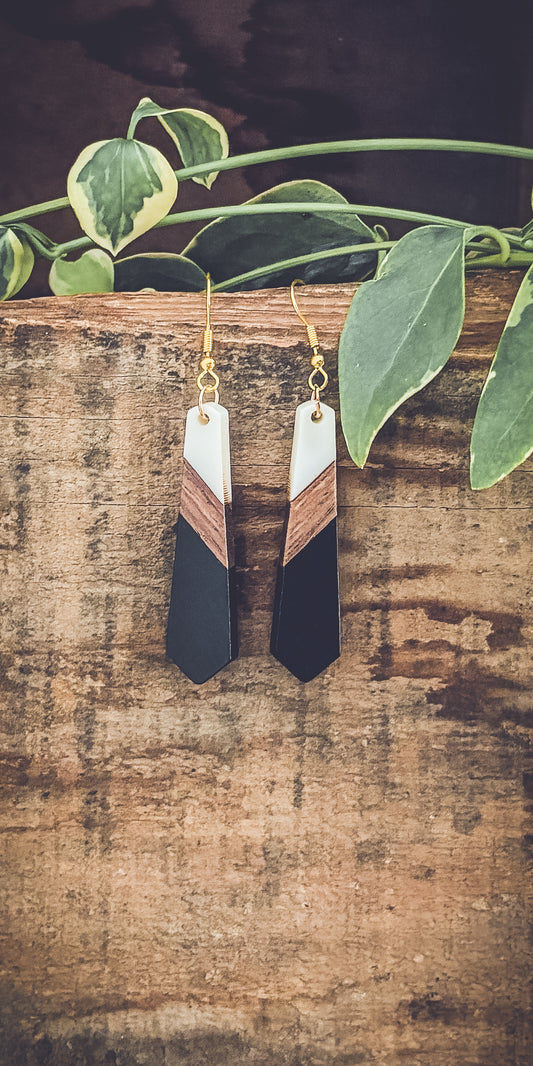 Beautiful Wood and Resin Earrings