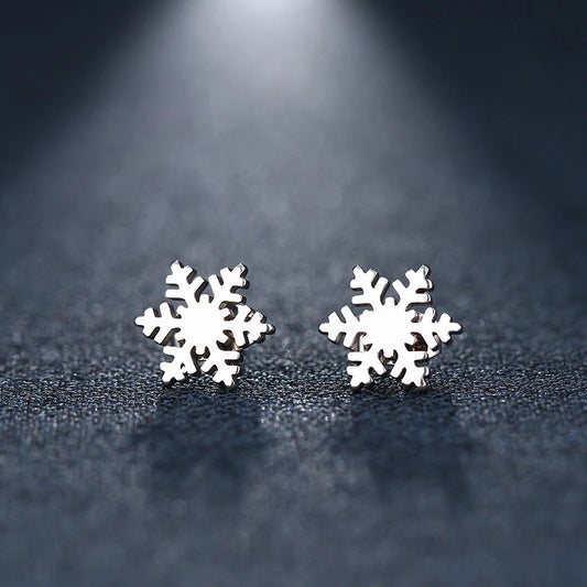 Beautiful Gold or Silver Stainless Steel Snowflake Earrings