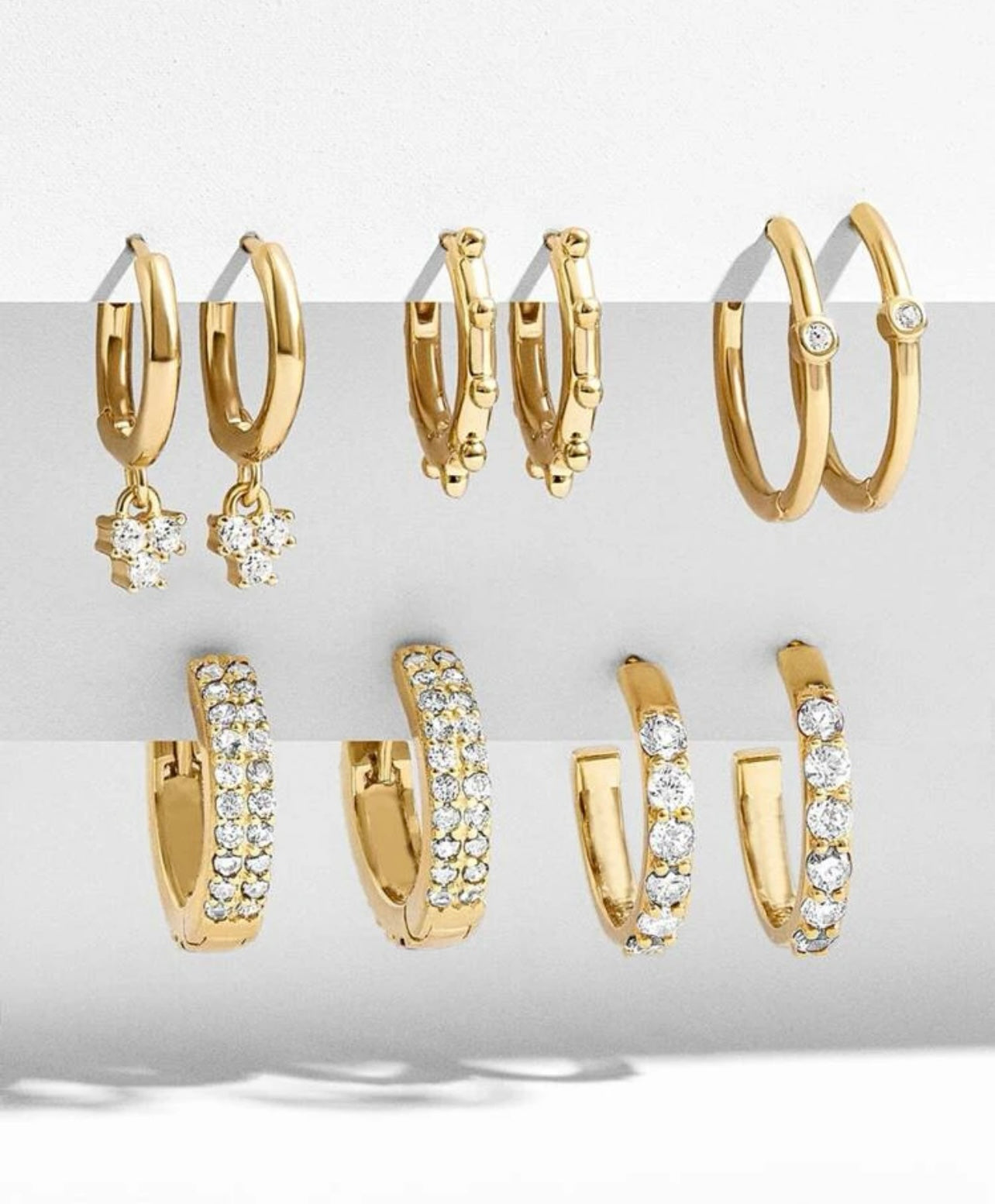 Beautiful 5 Pair Set of Gold Hoop Earrings
