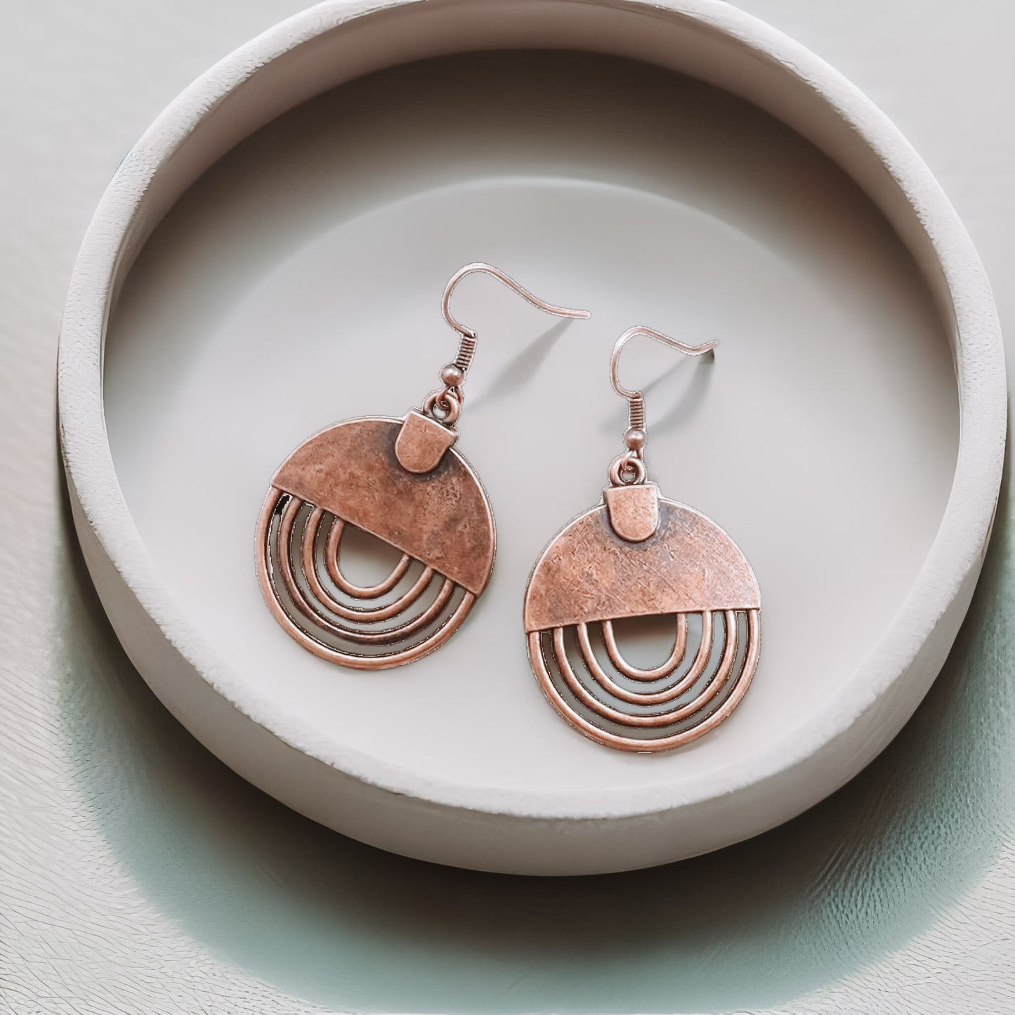 Boho Copper Round Earrings