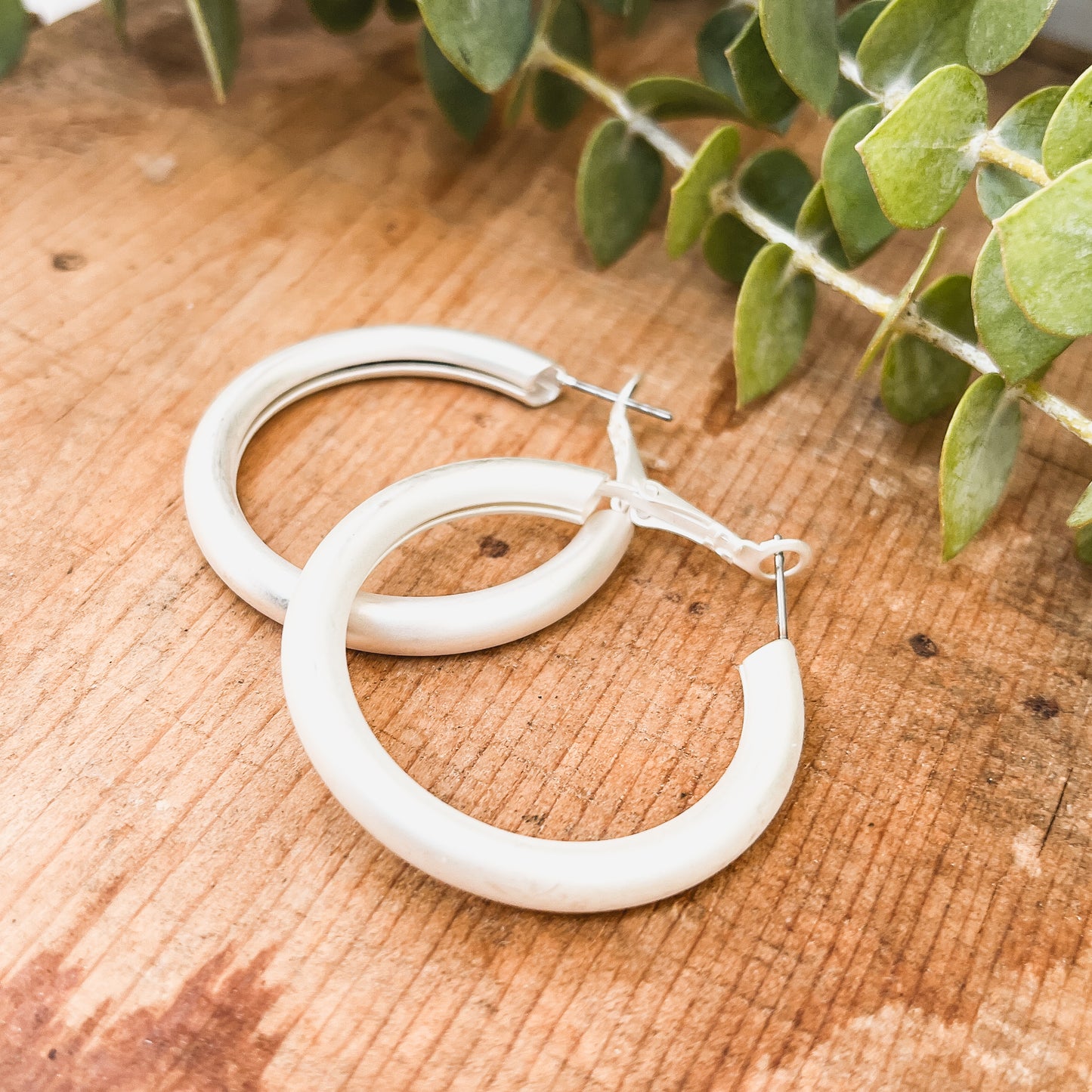 Beautiful Matte Gold or Silver Hoop Earrings