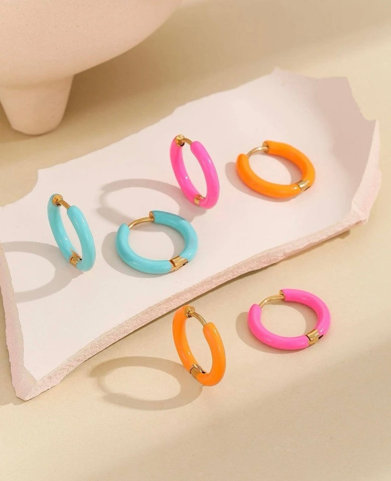 Beautiful Colorful Huggie Earring Set