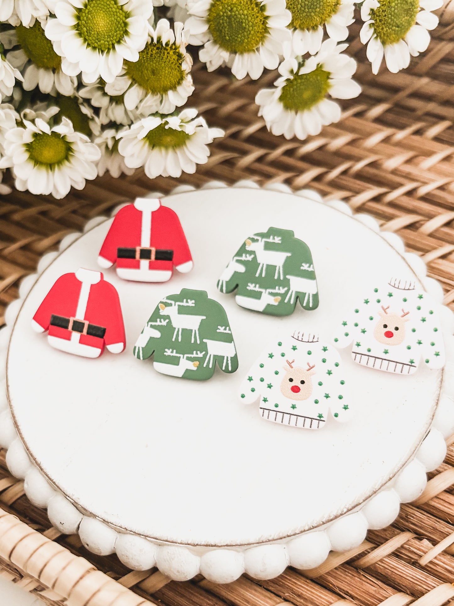 Adorable Christmas Sweater Stud Earring Set - Set of 3