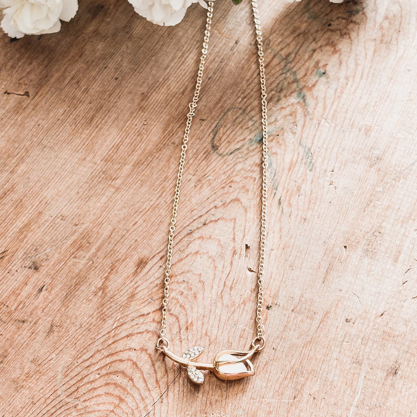 Beautiful Gold and Smokey Stone Tulip Necklace