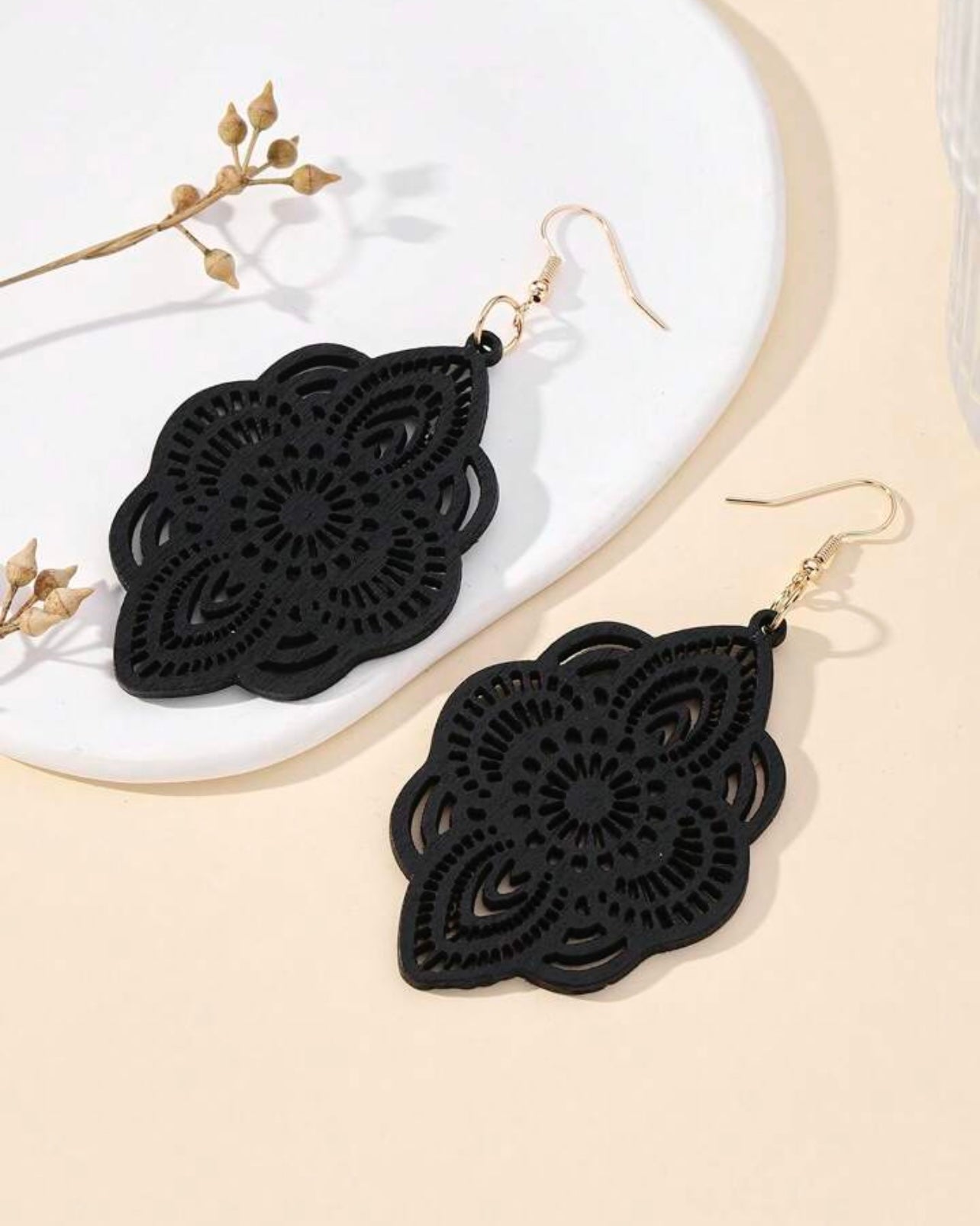 Beautiful Black Wood Earrings