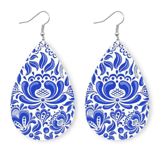 Beautiful Blue and White Drop Earrings