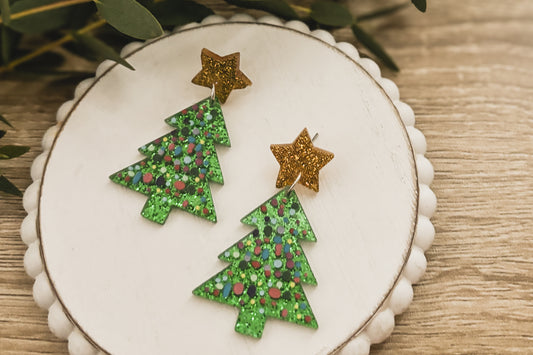 Beautiful Acrylic Christmas Tree Earrings