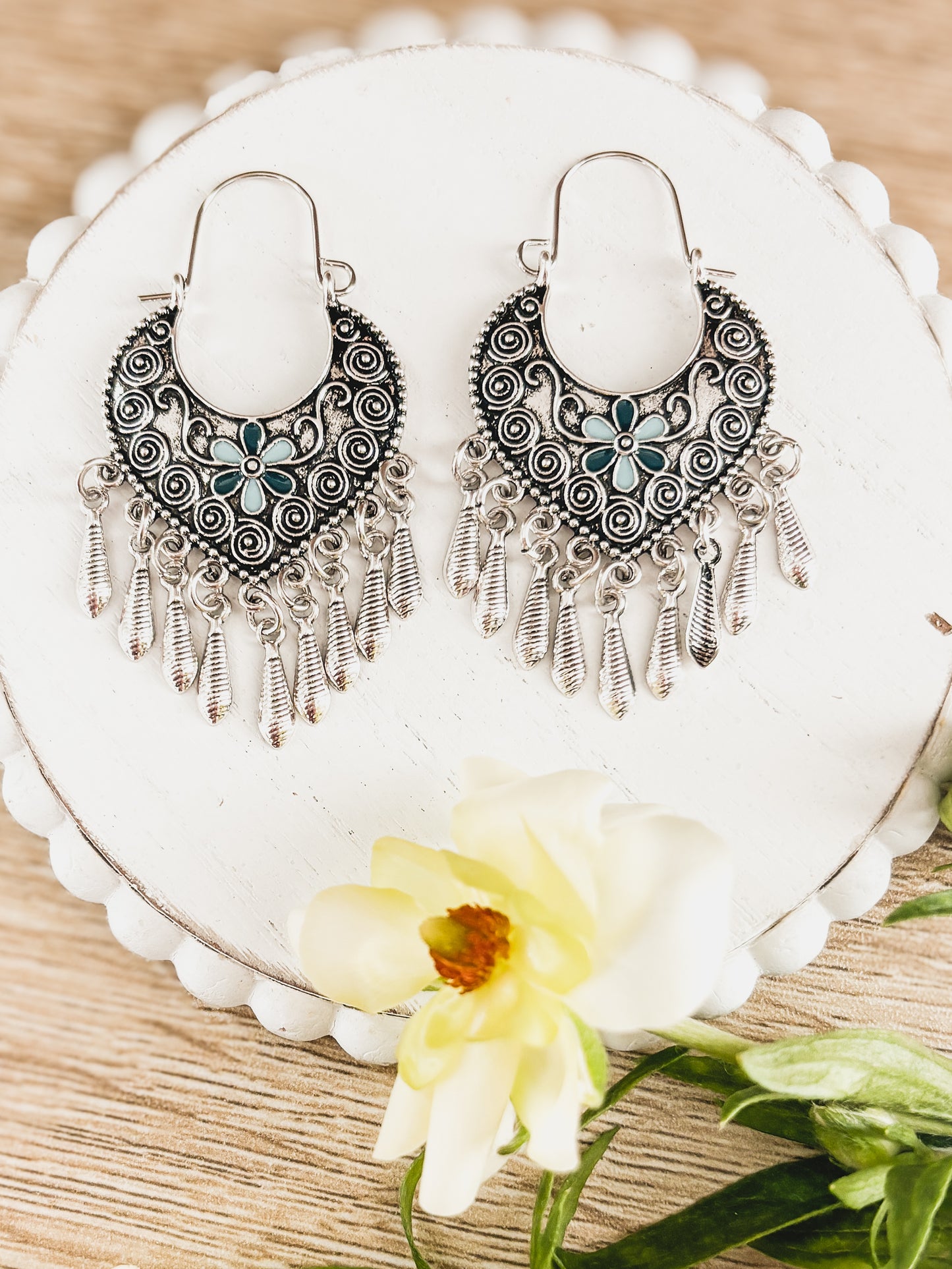 Beautiful Blue and Silver Boho Earrings