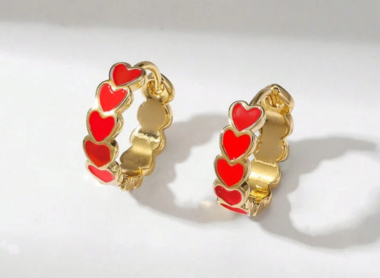 Adorable Gold and Red Heart Huggies