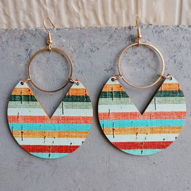 Beautiful Wood and Gold Pattern Earrings