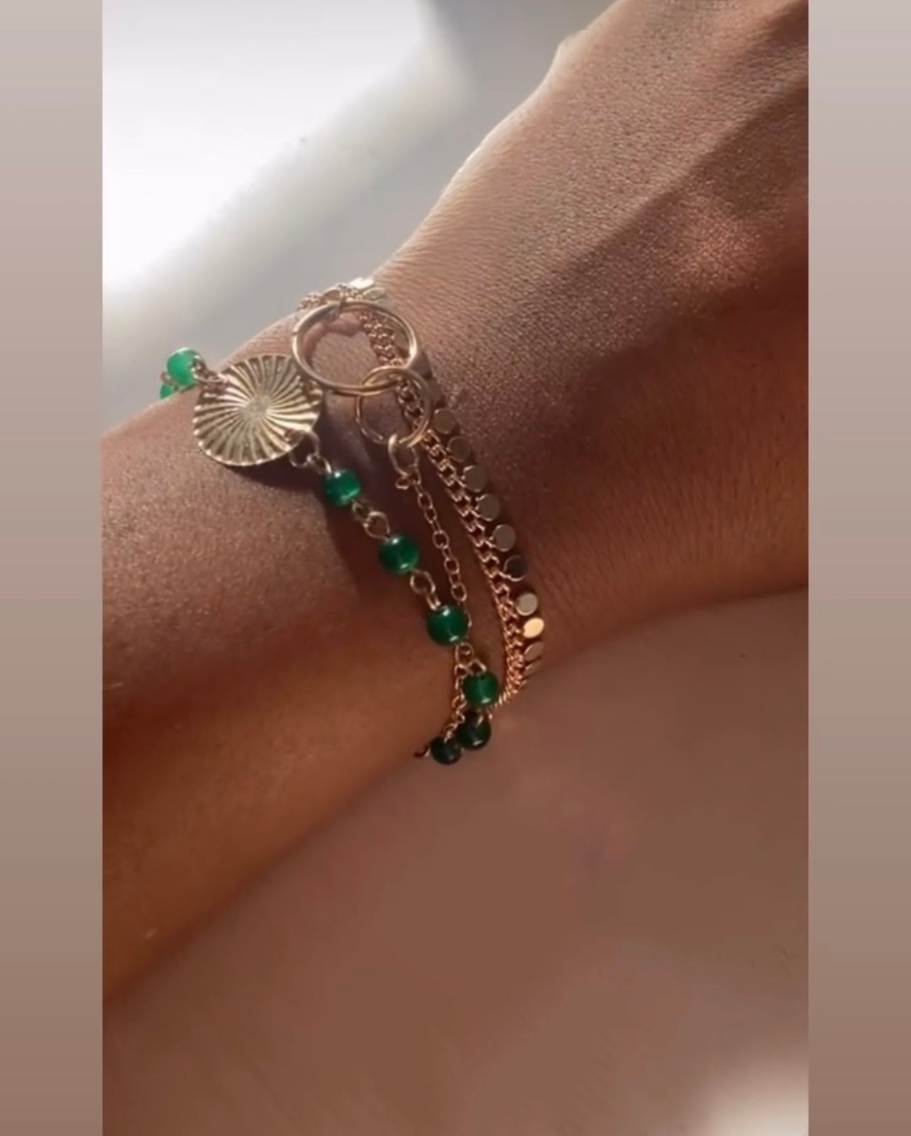 Beautiful Green and Gold Bracelet Set