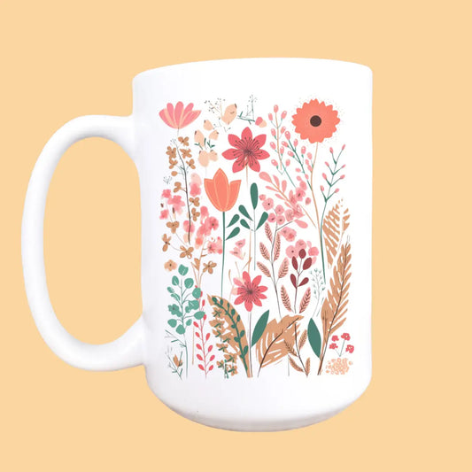 Wildflower Mug, Pastel Watercolor Mug, Floral Mug, Florals