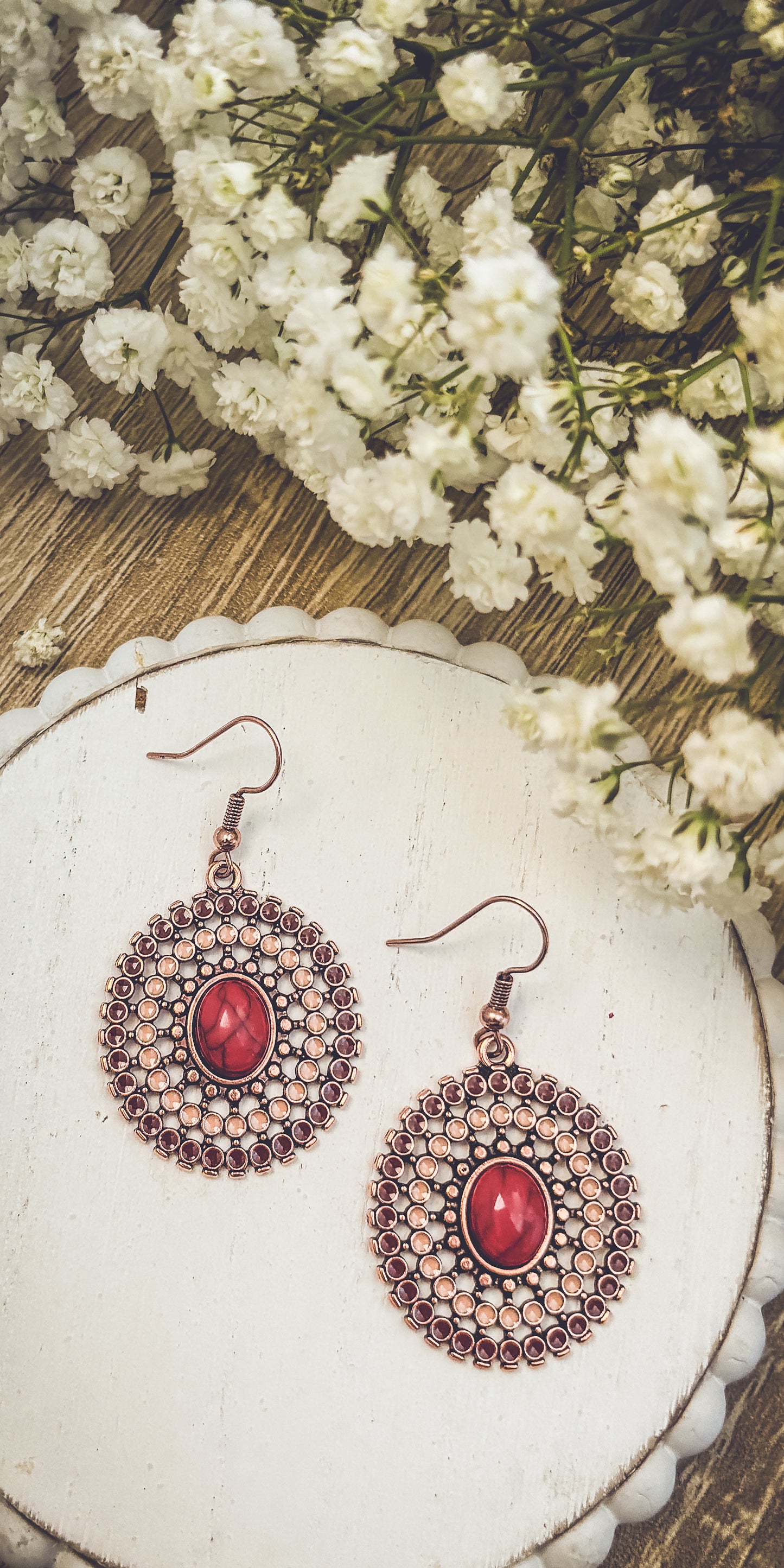 Beautiful Copper and Red Earrings