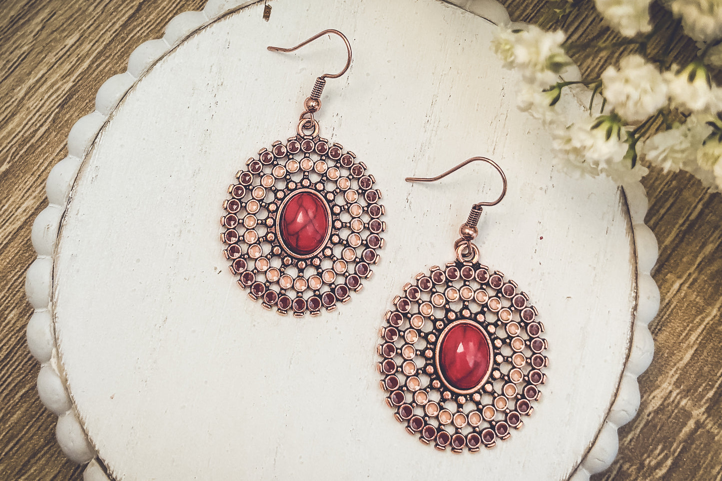 Beautiful Copper and Red Earrings