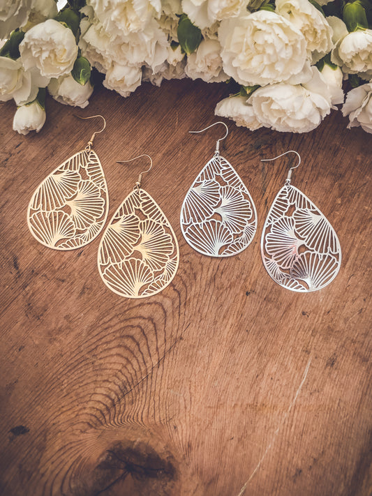 Beautiful Gold or Silver Floral Cut Out Earrings